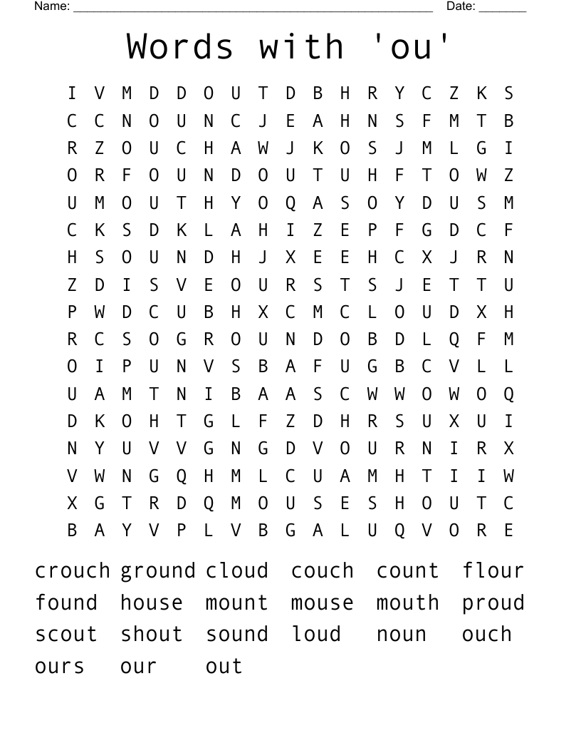 Words with 'ou' Word Search