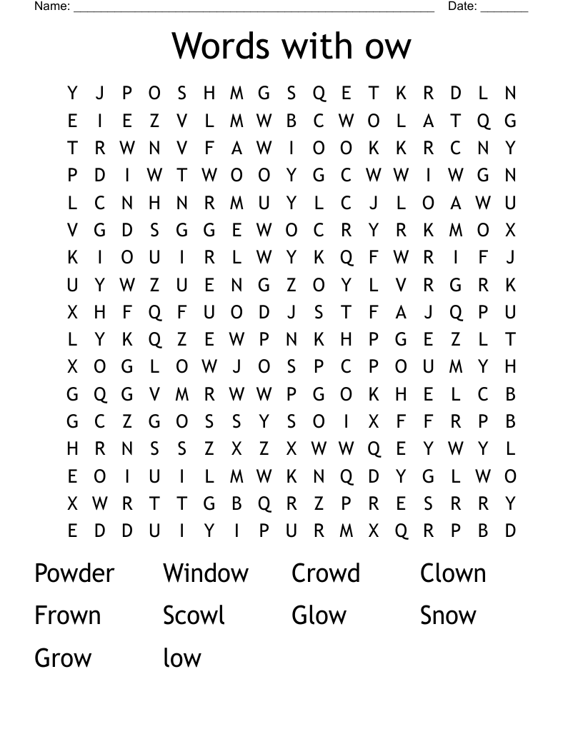 Words with ow Word Search