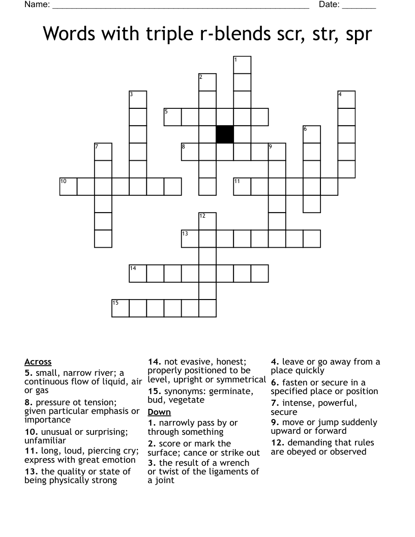 Words with triple r-blends scr, str, spr Crossword