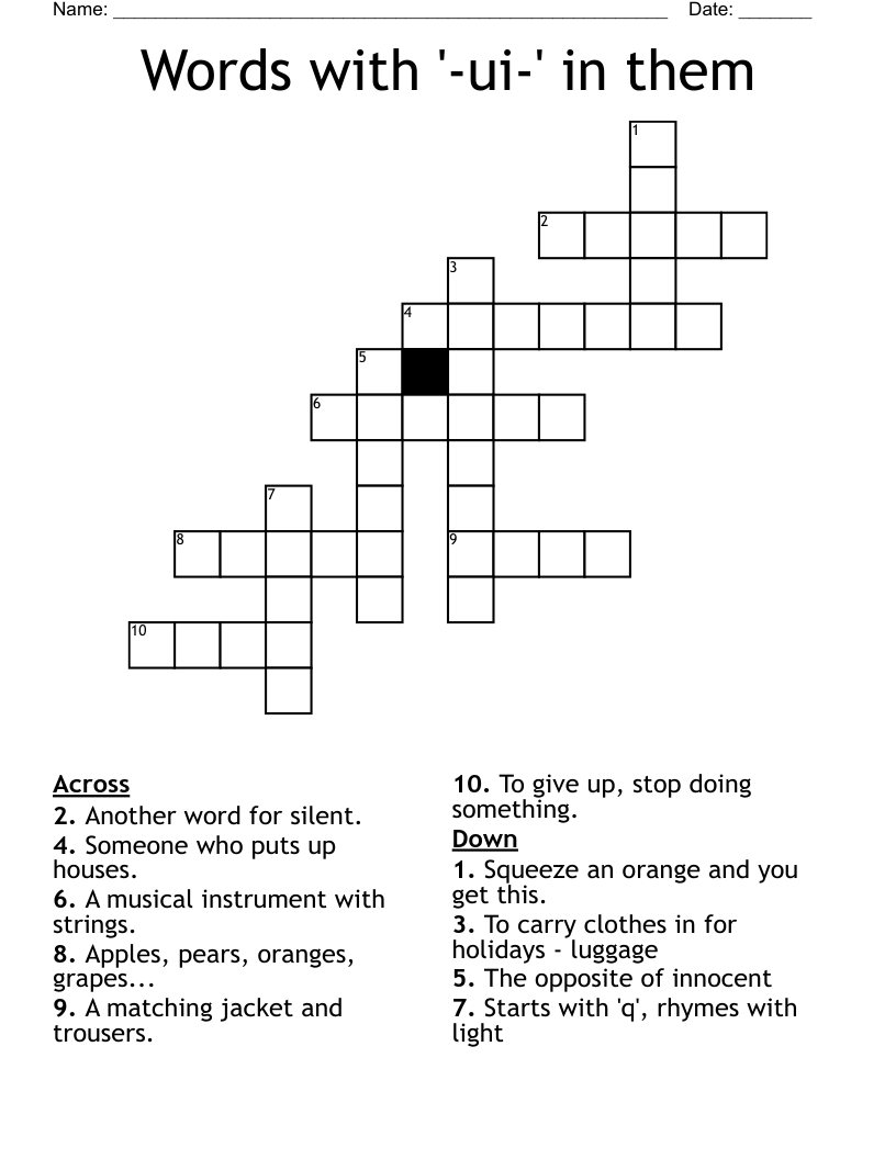 Words with '-ui-' in them Crossword