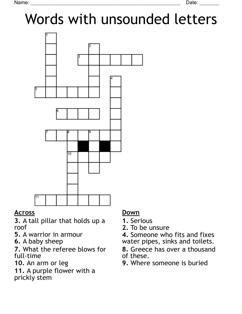 Words with unsounded letters Crossword