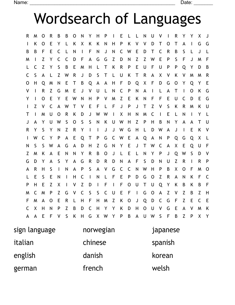 Wordsearch of Languages 