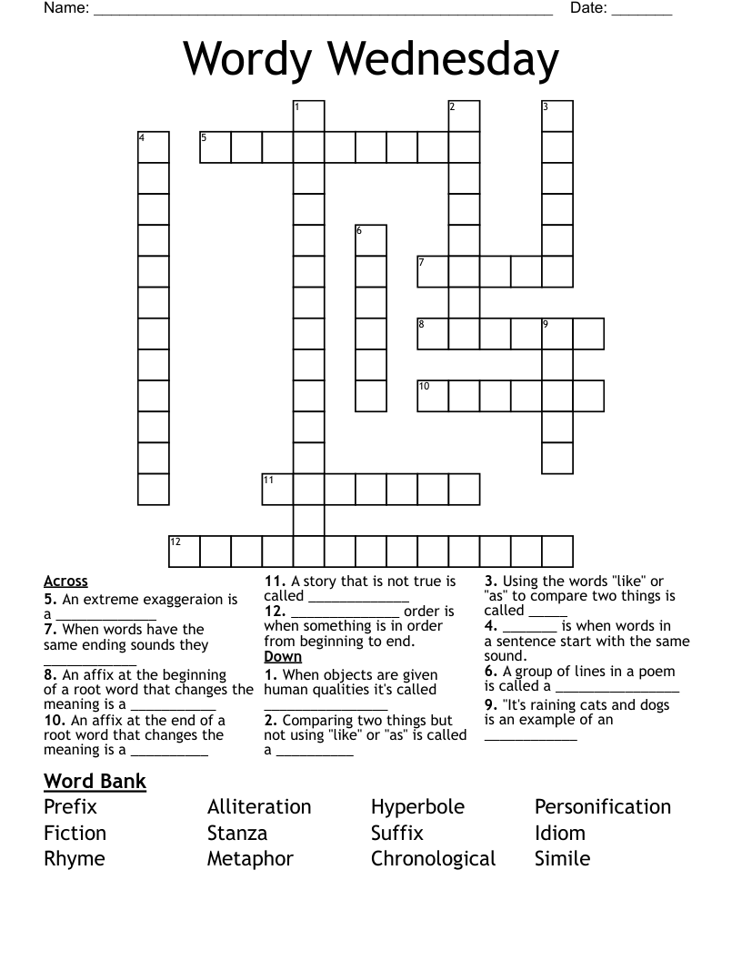 Wordy Wednesday Crossword