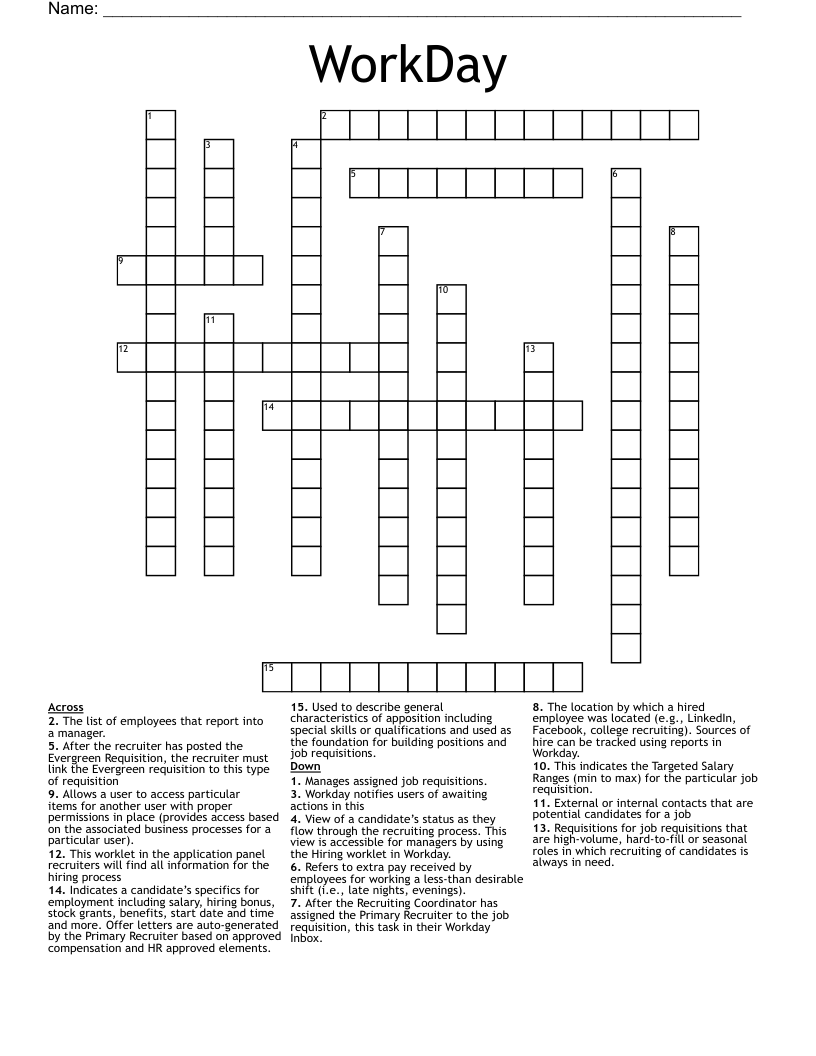 WorkDay Crossword