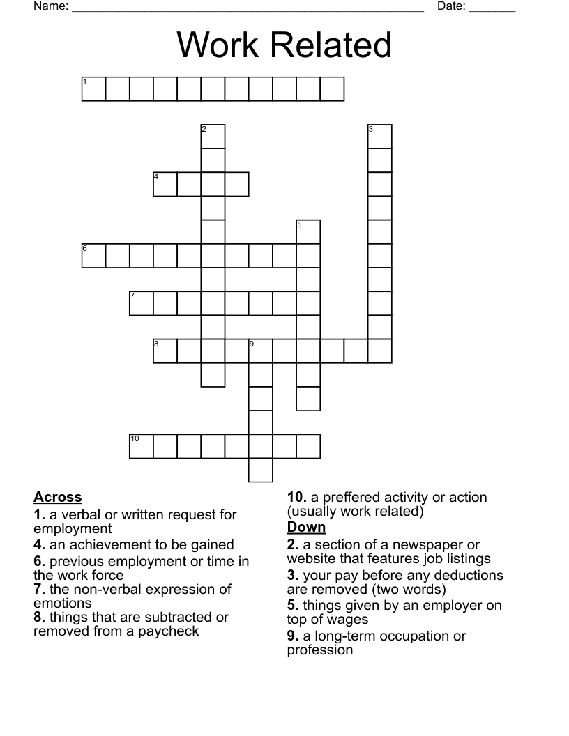 Work Related Crossword