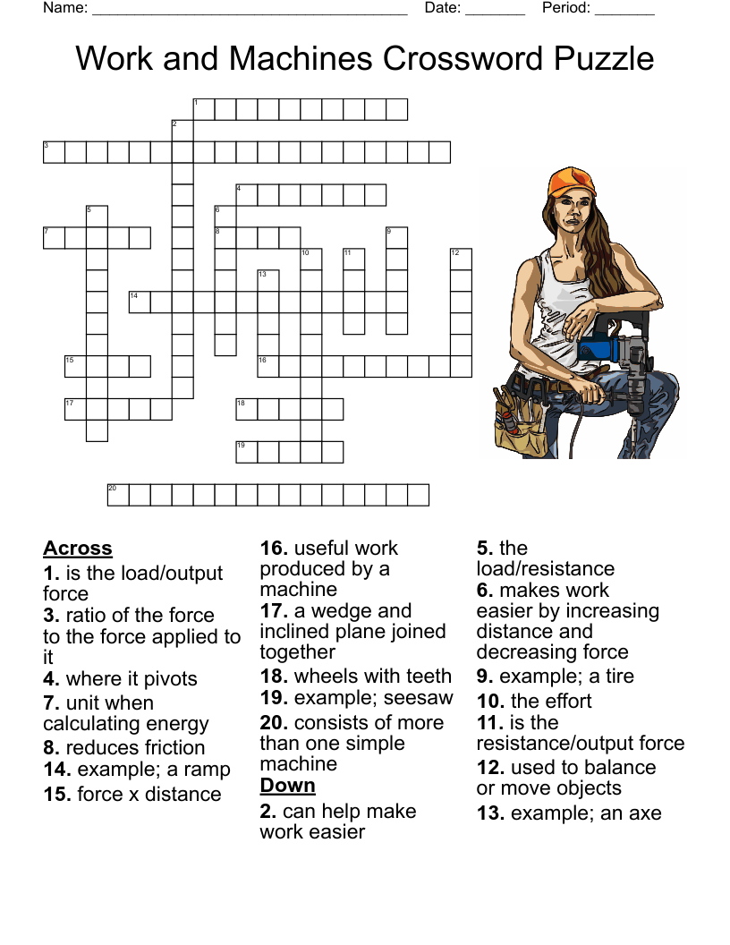 Work and Machines Crossword Puzzle
