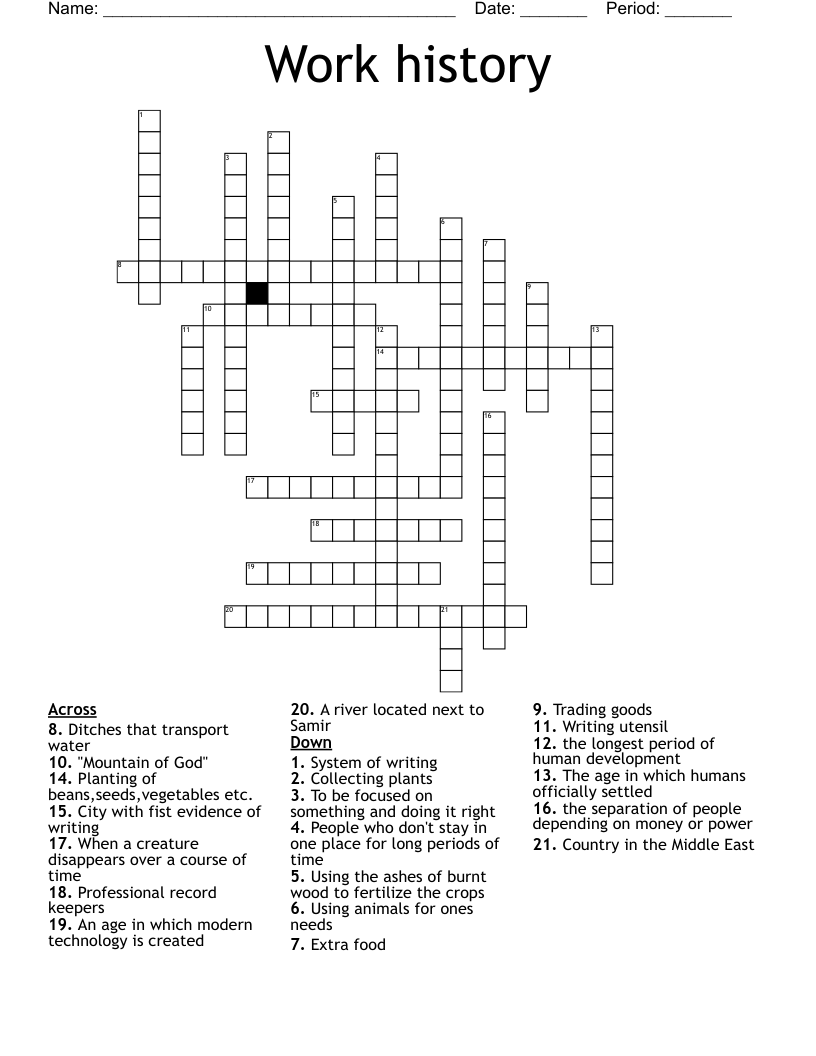 Work history  Crossword