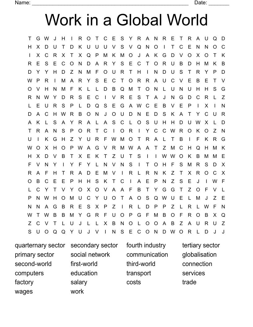 Work in a Global World Word Search