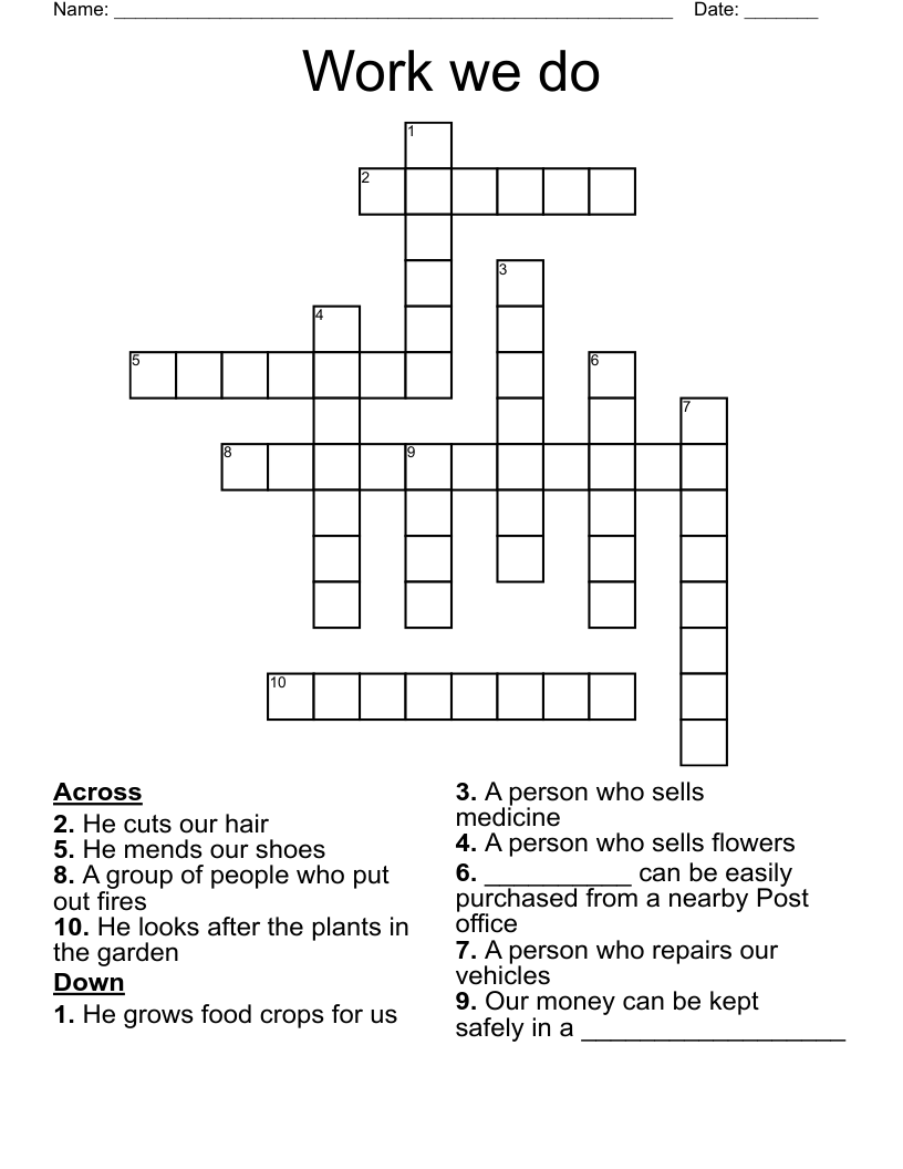 Work we do Crossword