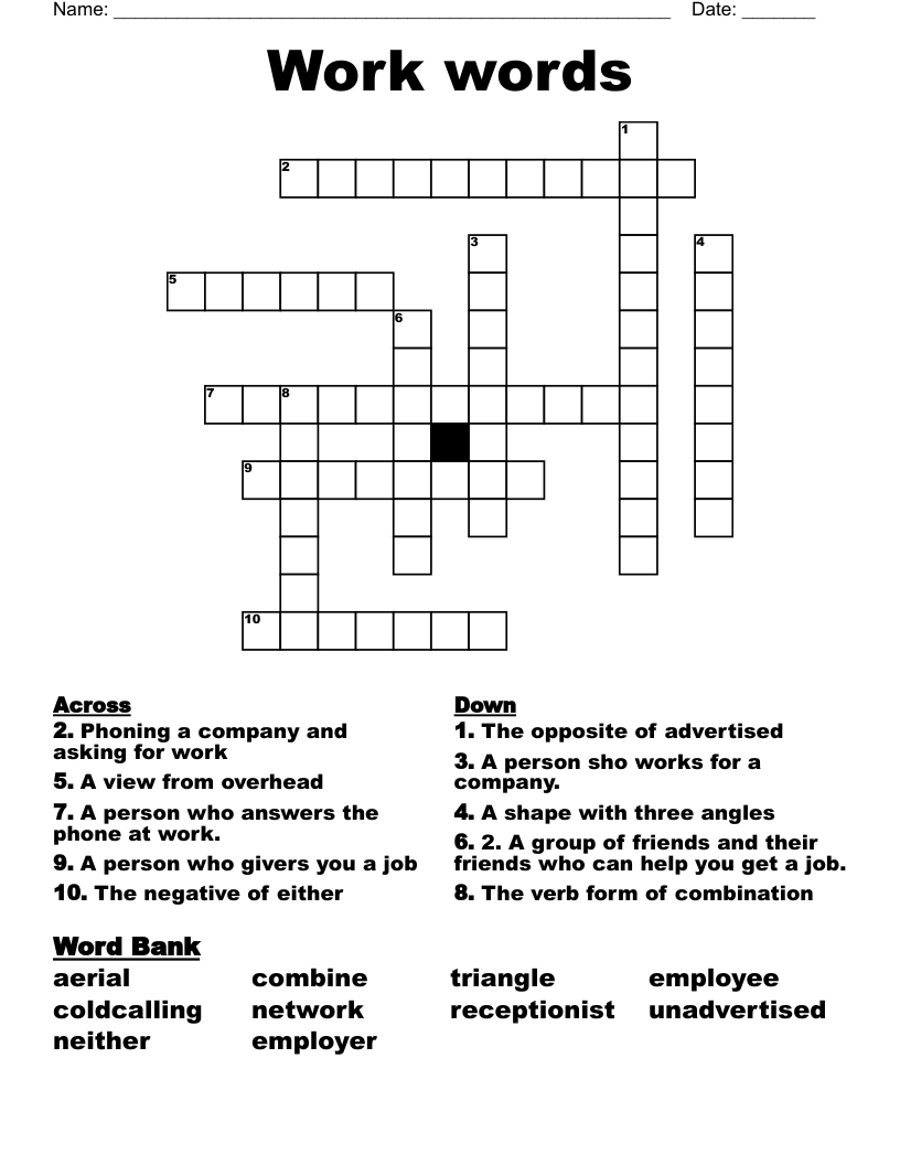 Work words Crossword