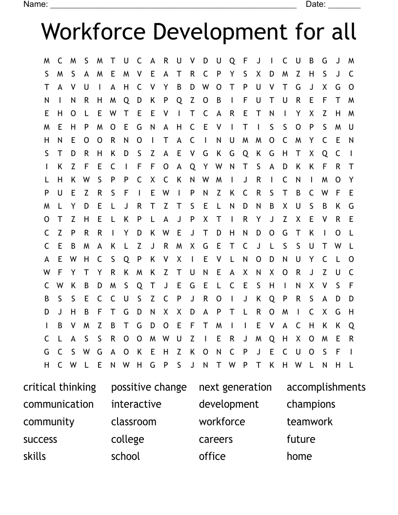 Workforce Development for all Word Search