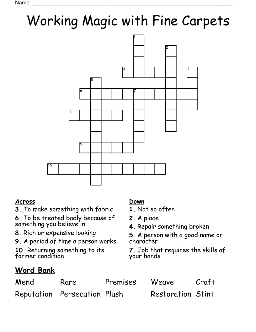 Working Magic with Fine Carpets Crossword
