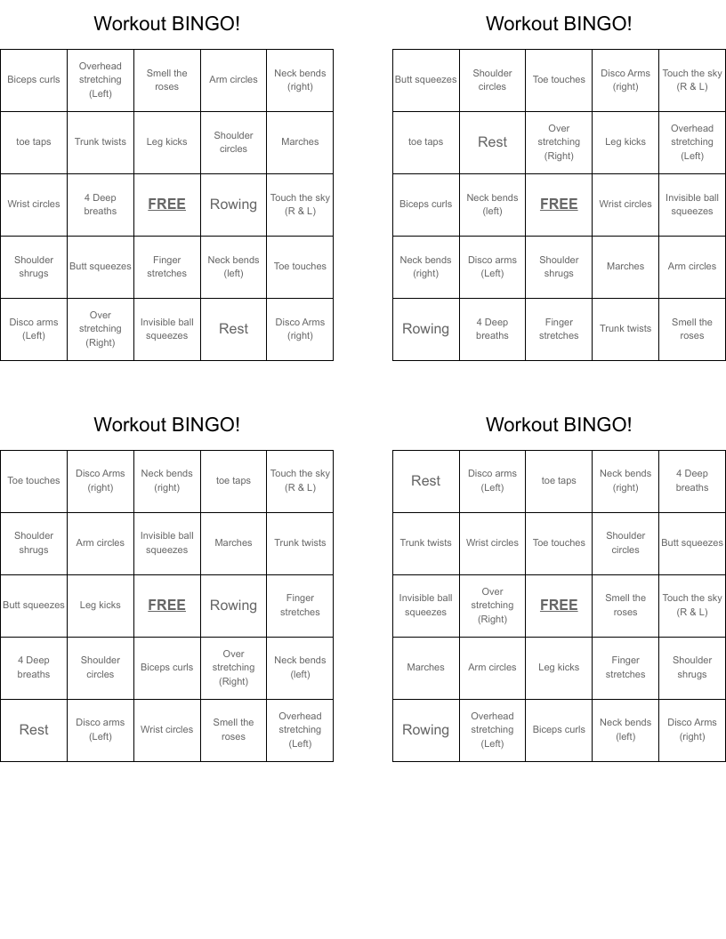Workout BINGO!