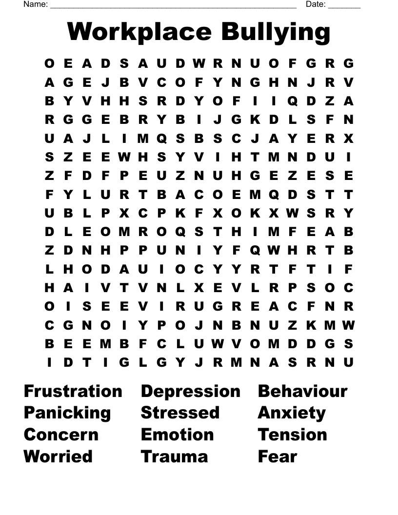 Workplace Bullying Word Search