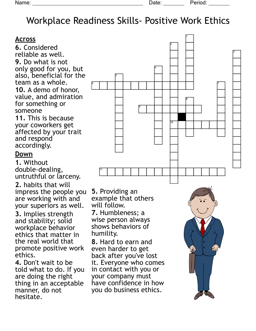 Workplace Readiness Skills- Positive Work Ethics Crossword