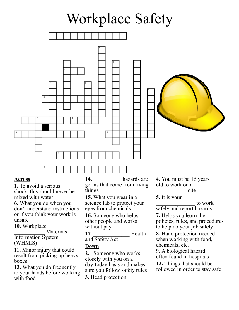 Workplace Safety Crossword