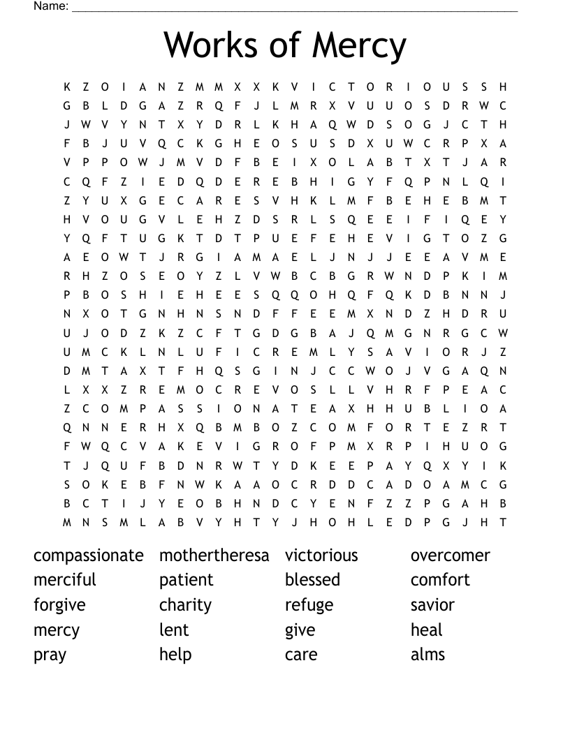 Works of Mercy Word Search