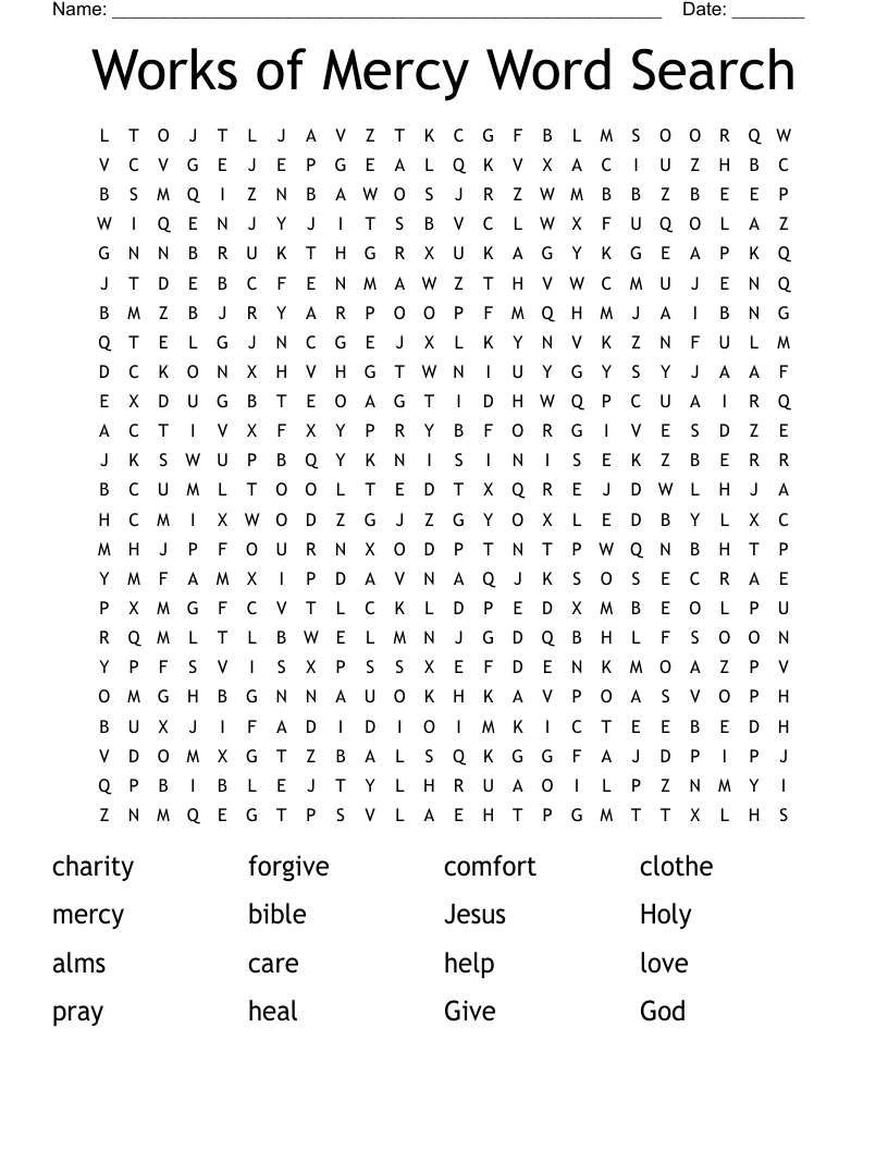 Works of Mercy Word Search
