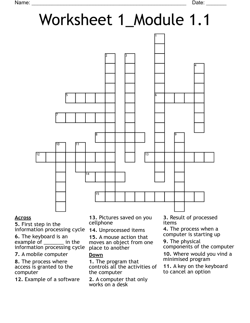 Worksheet 1_Module 1.1 Crossword
