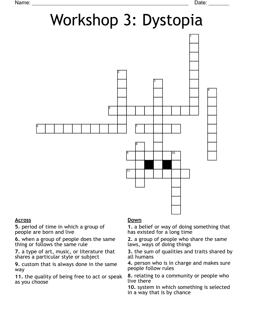 Workshop 3: Dystopia Crossword