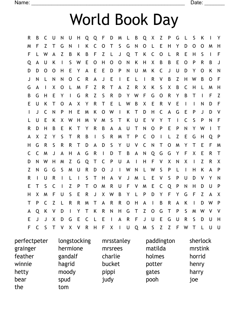 World Book Day Word Search