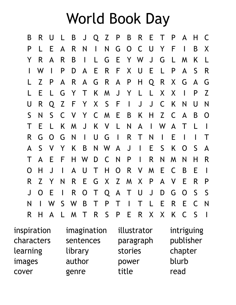 World Book Day Word Search