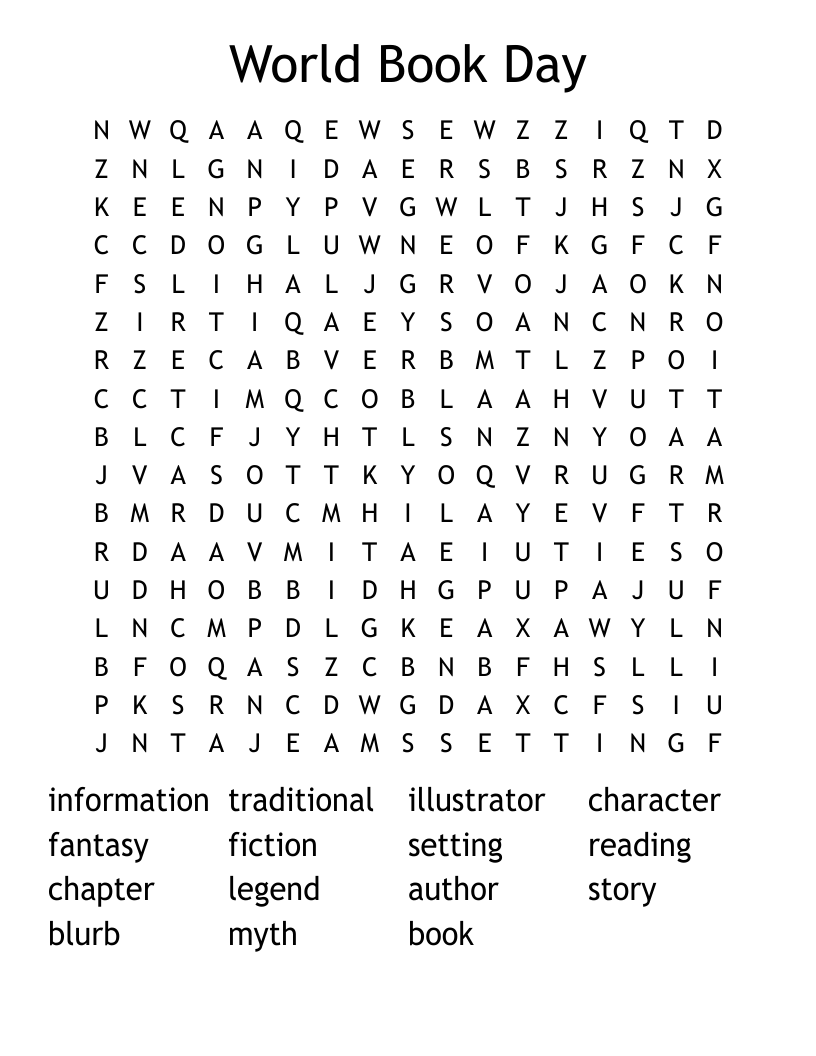World Book Day Word Search