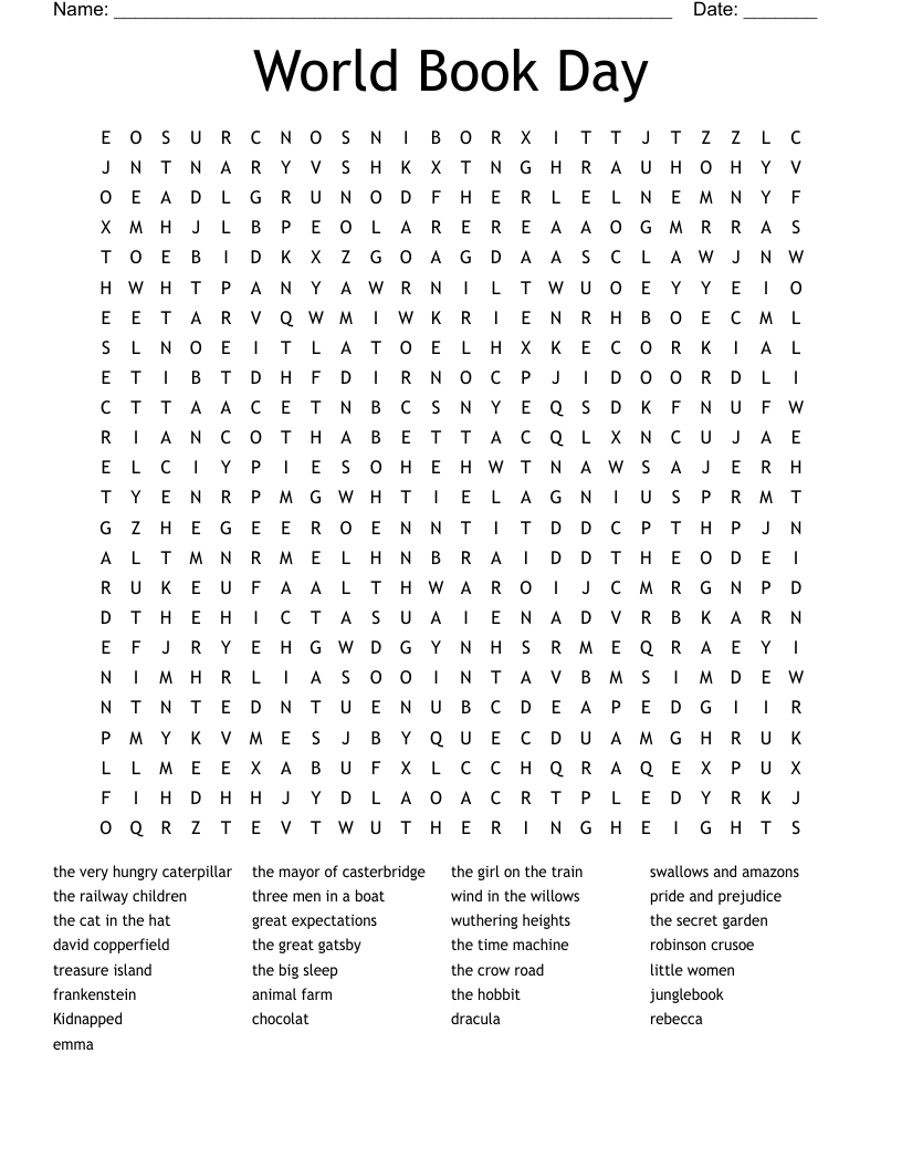 World Book Day Word Search