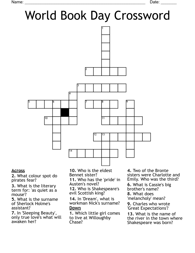World Book Day Crossword