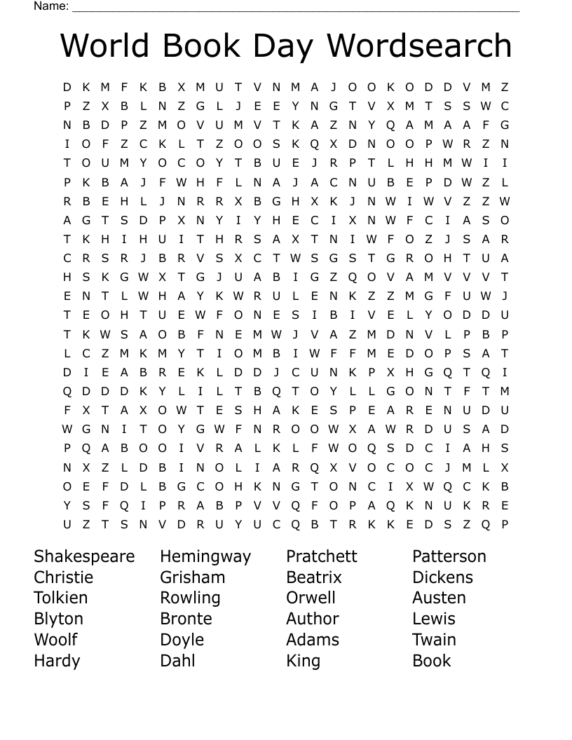 World Book Day Wordsearch