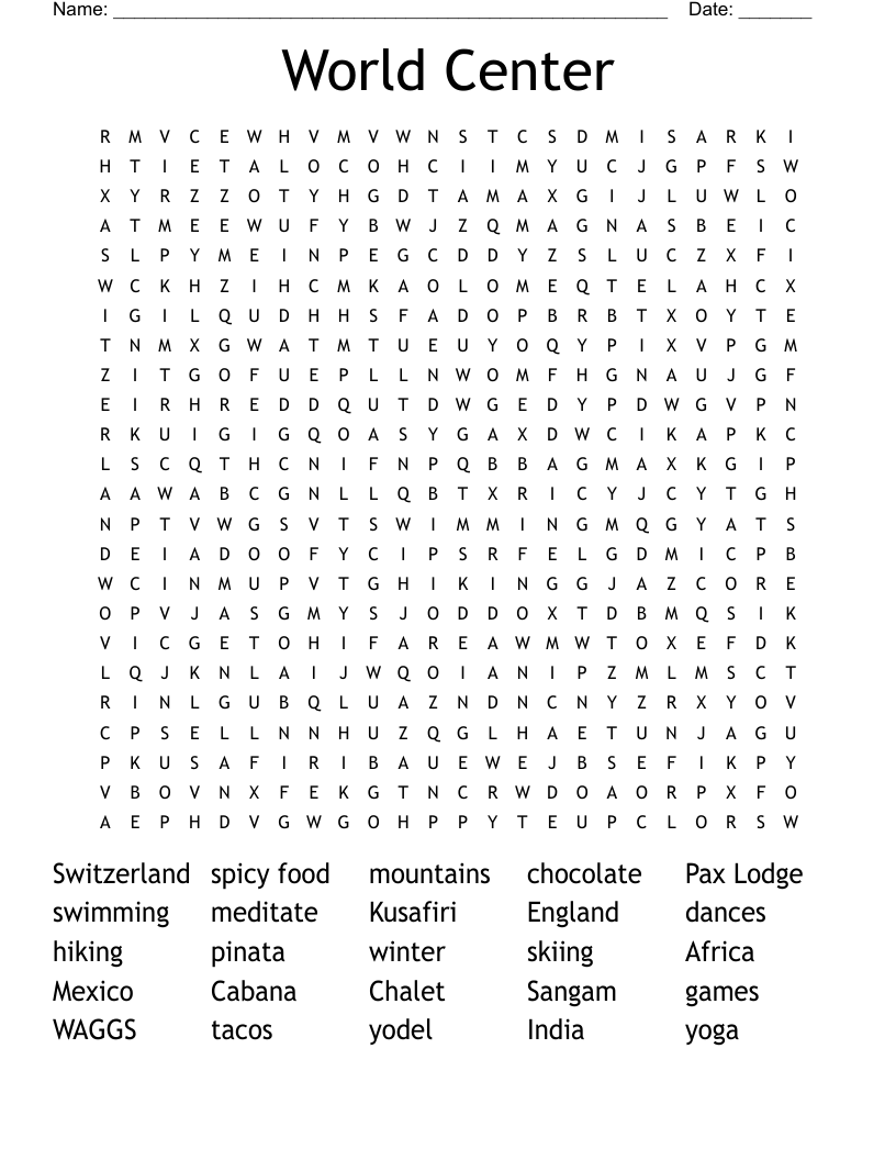 World Center Word Search