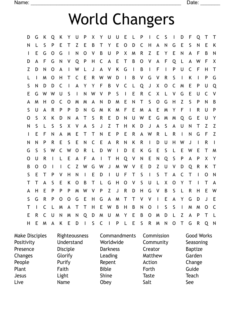 World Changers Word Search