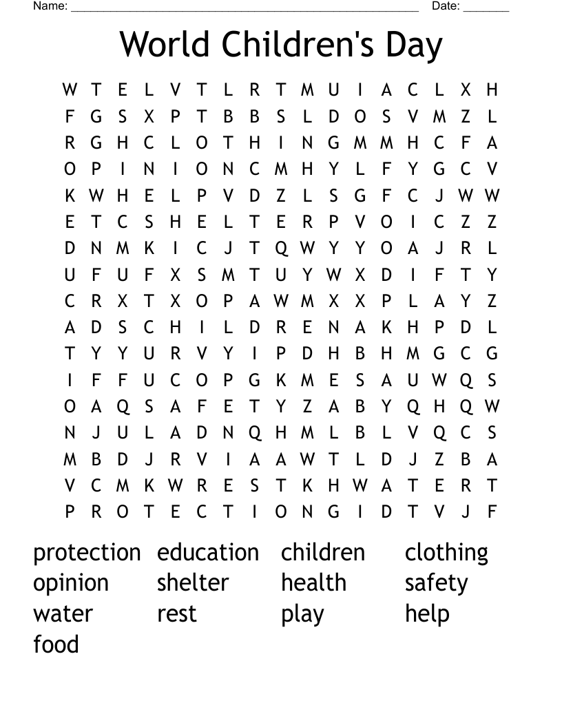 World Children's Day Word Search