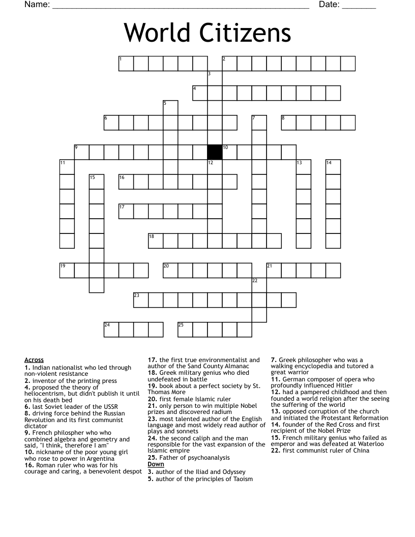 World Citizens Crossword