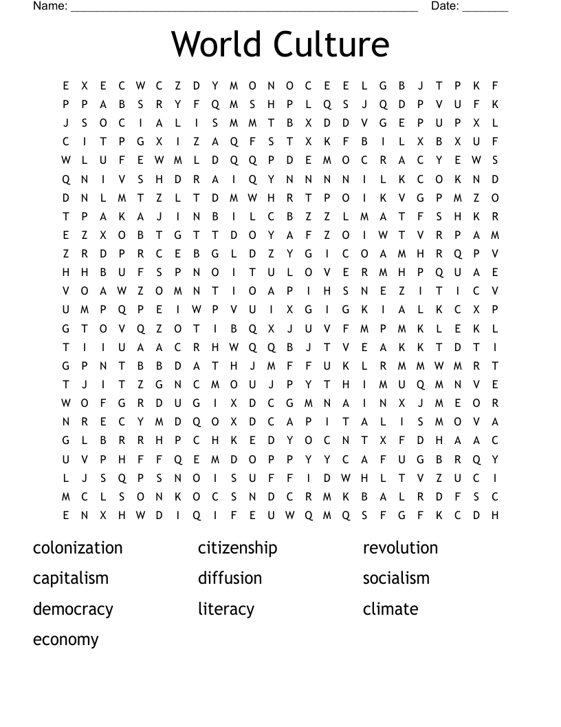 World Culture Word Search
