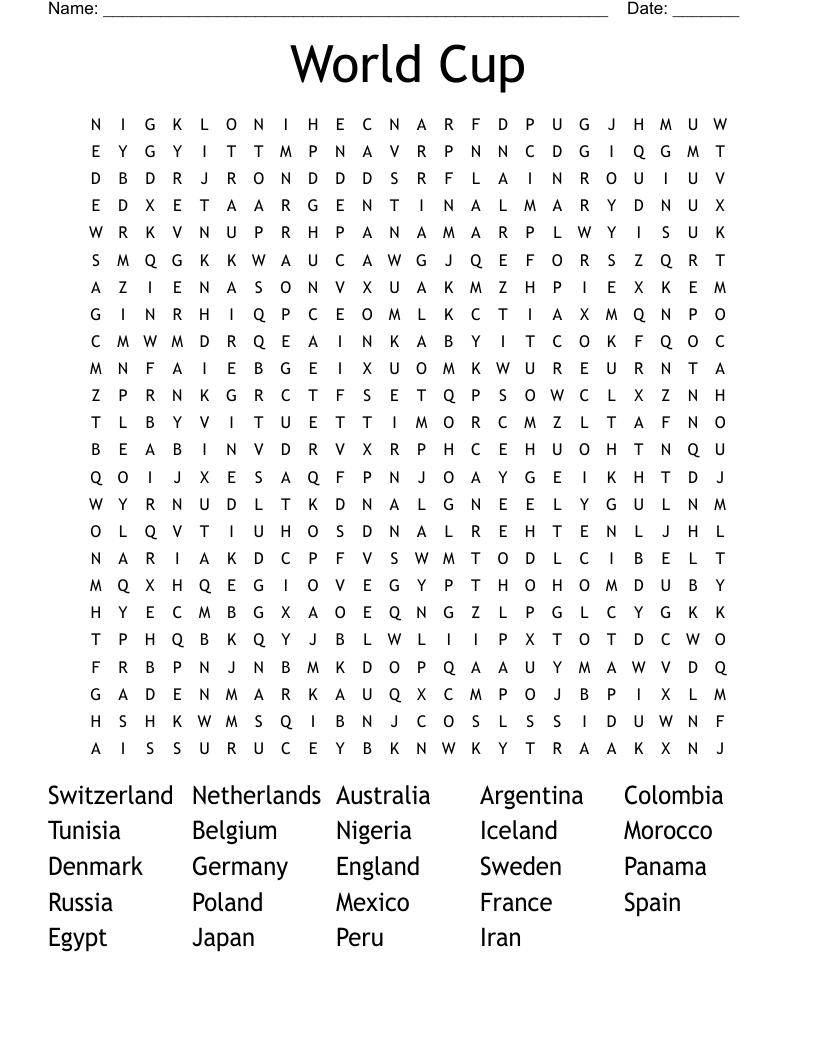 World Cup Word Search