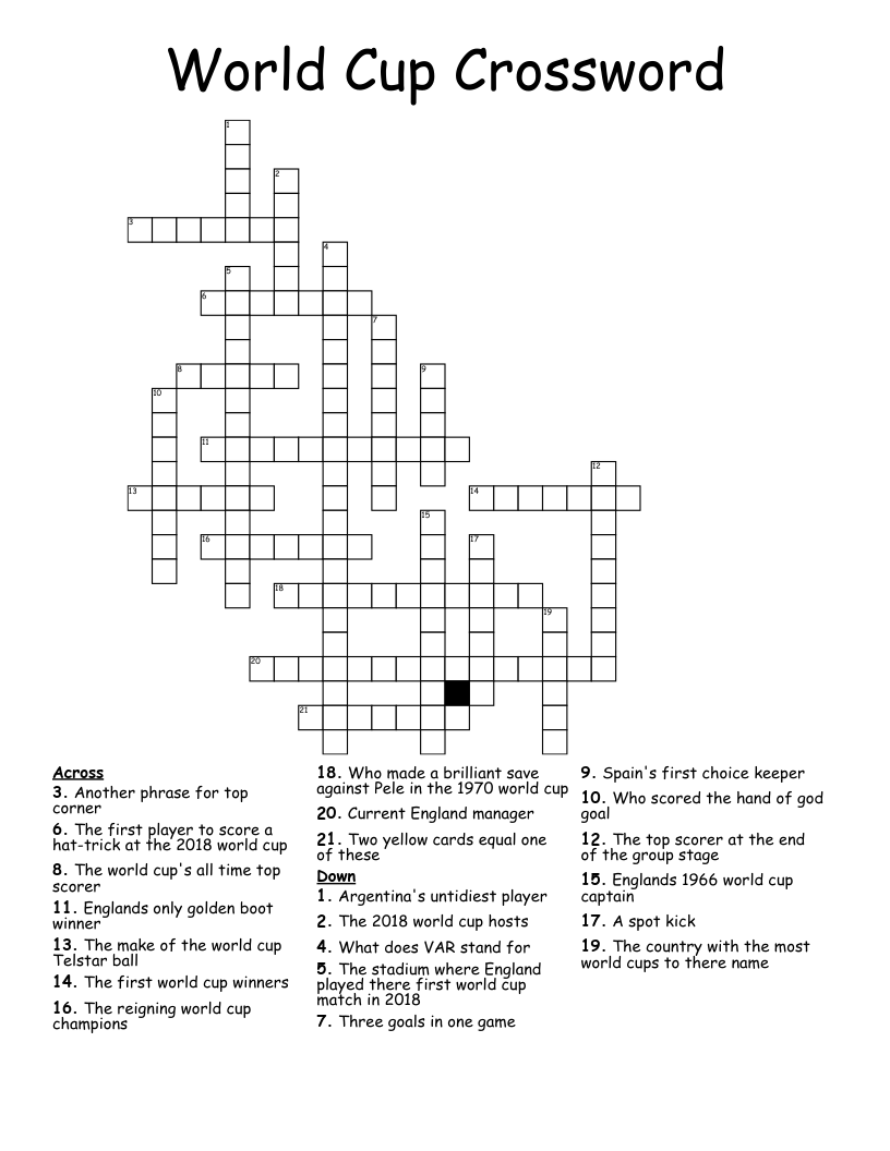 World Cup Crossword