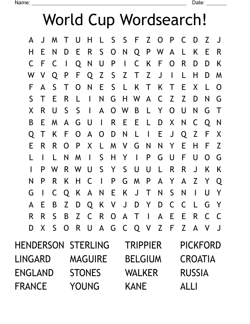 World Cup Wordsearch!
