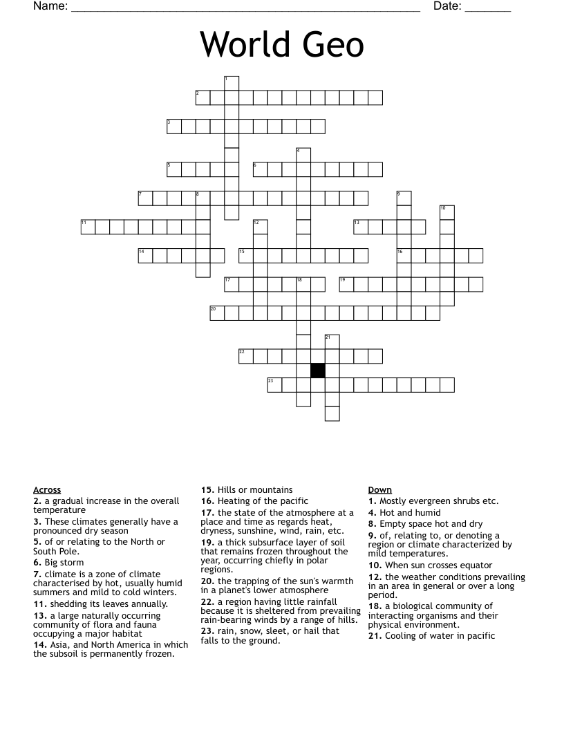 World Geo Crossword