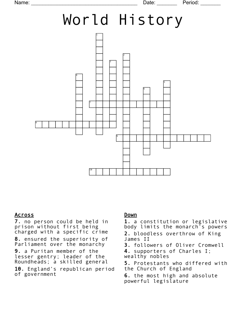 World History Crossword