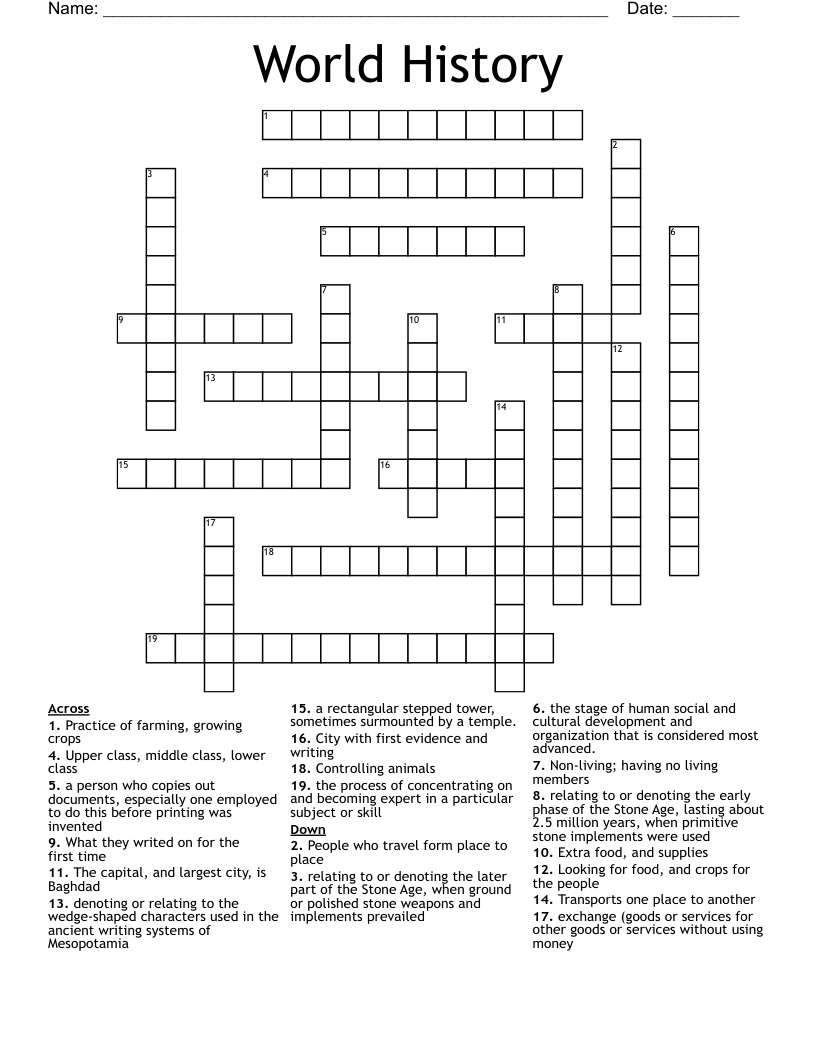 World History Crossword