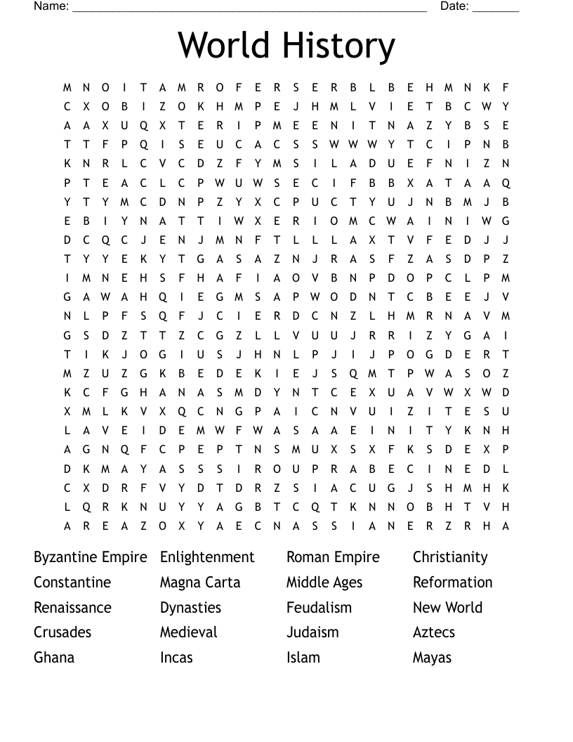 World History Word Search
