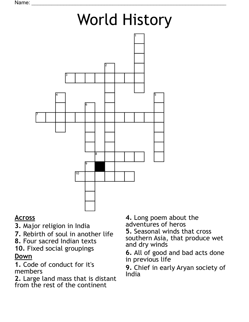 World History Crossword