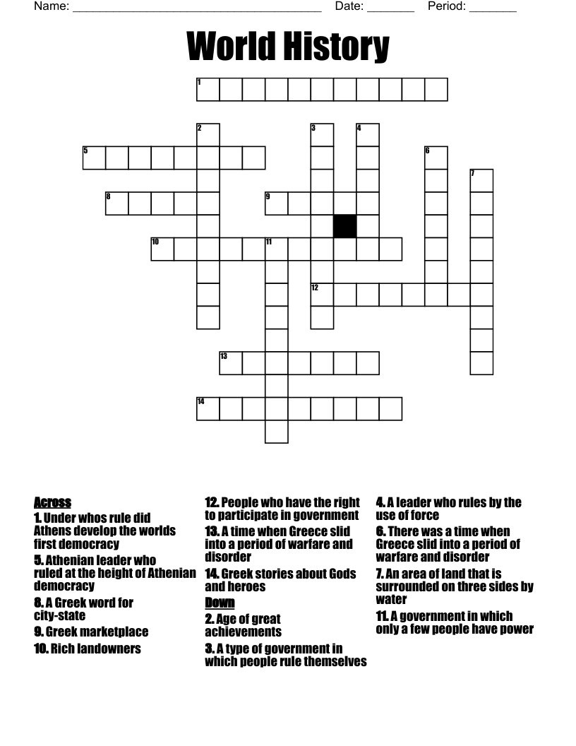 World History Crossword