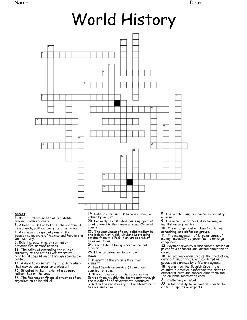 World History Crossword