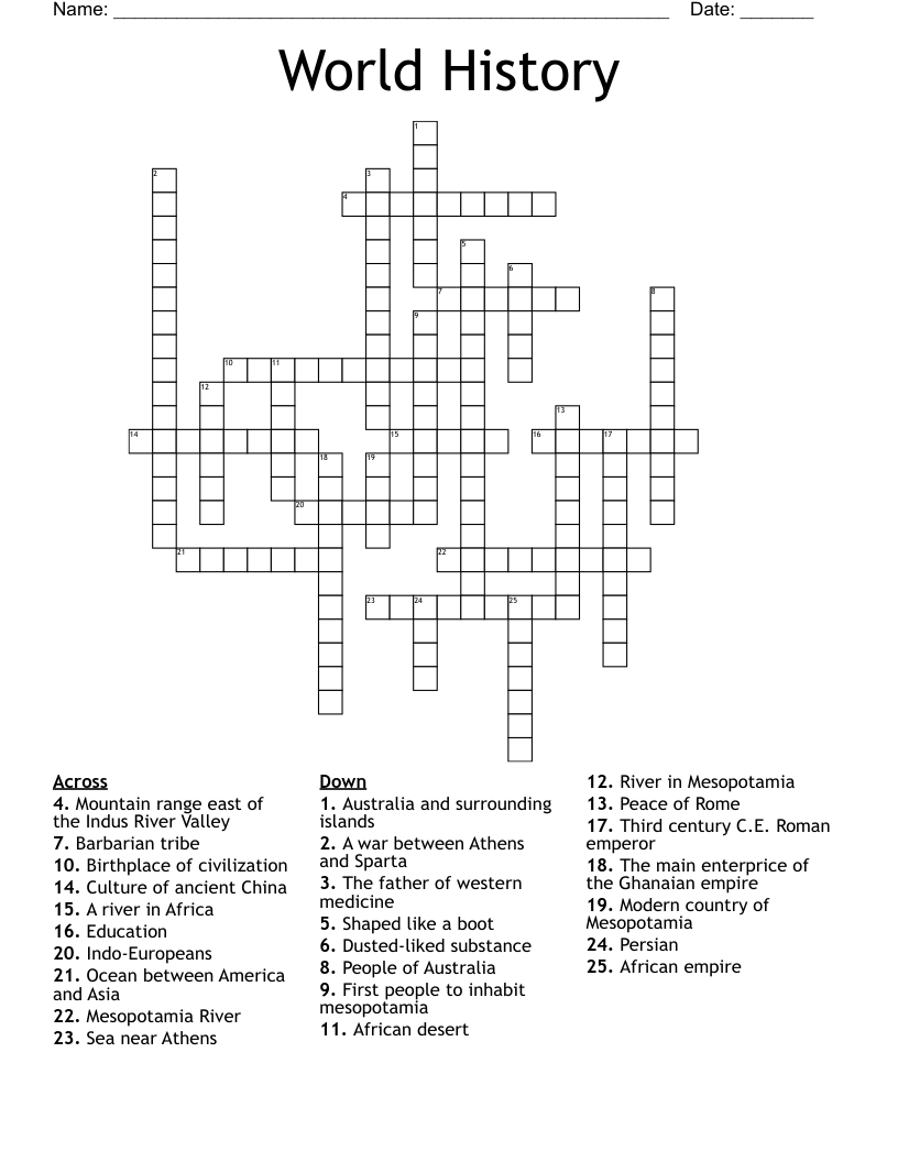 World History Crossword
