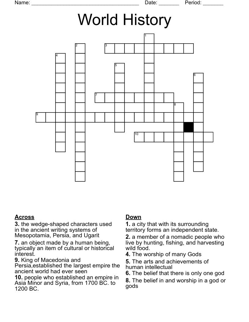 World History Crossword