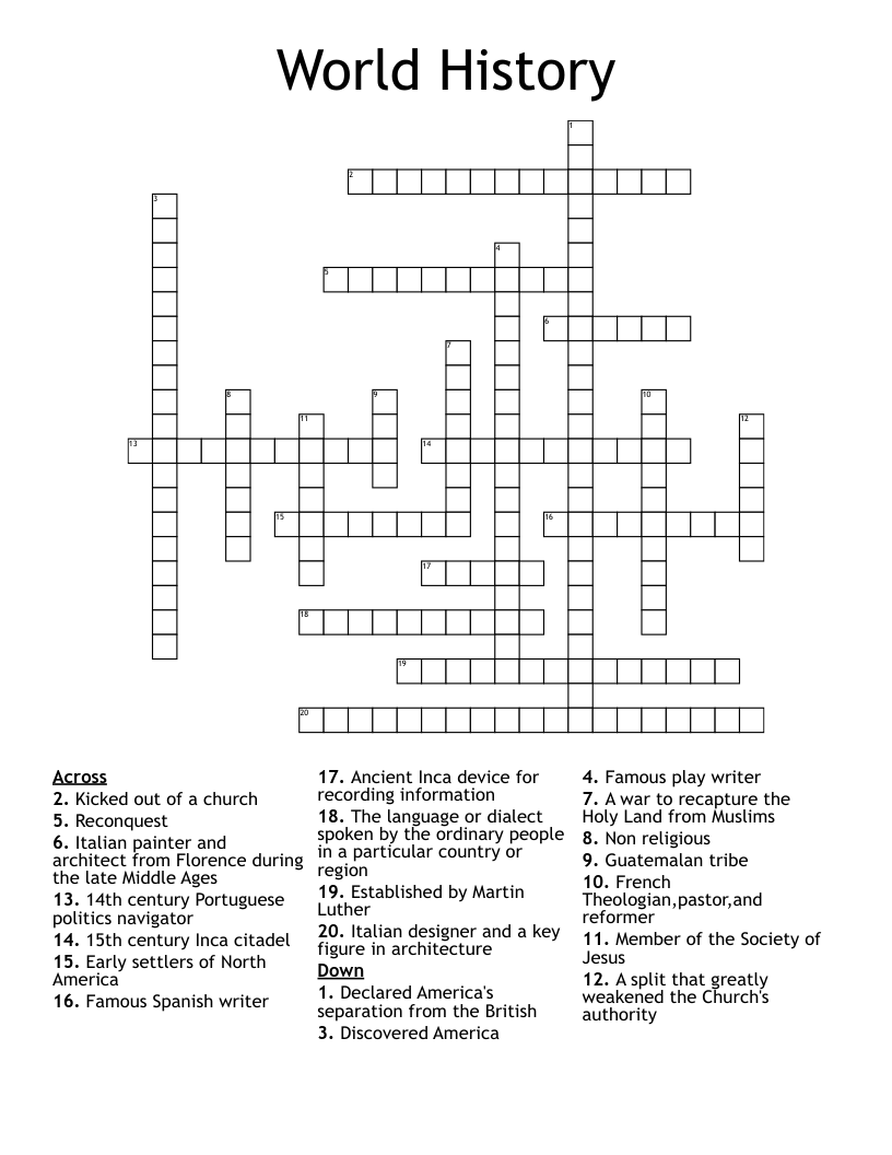 World History Crossword