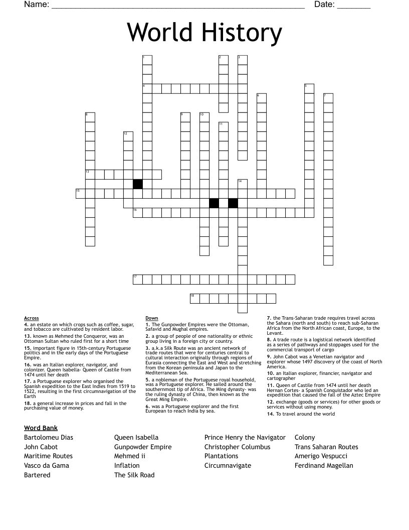 World History Crossword