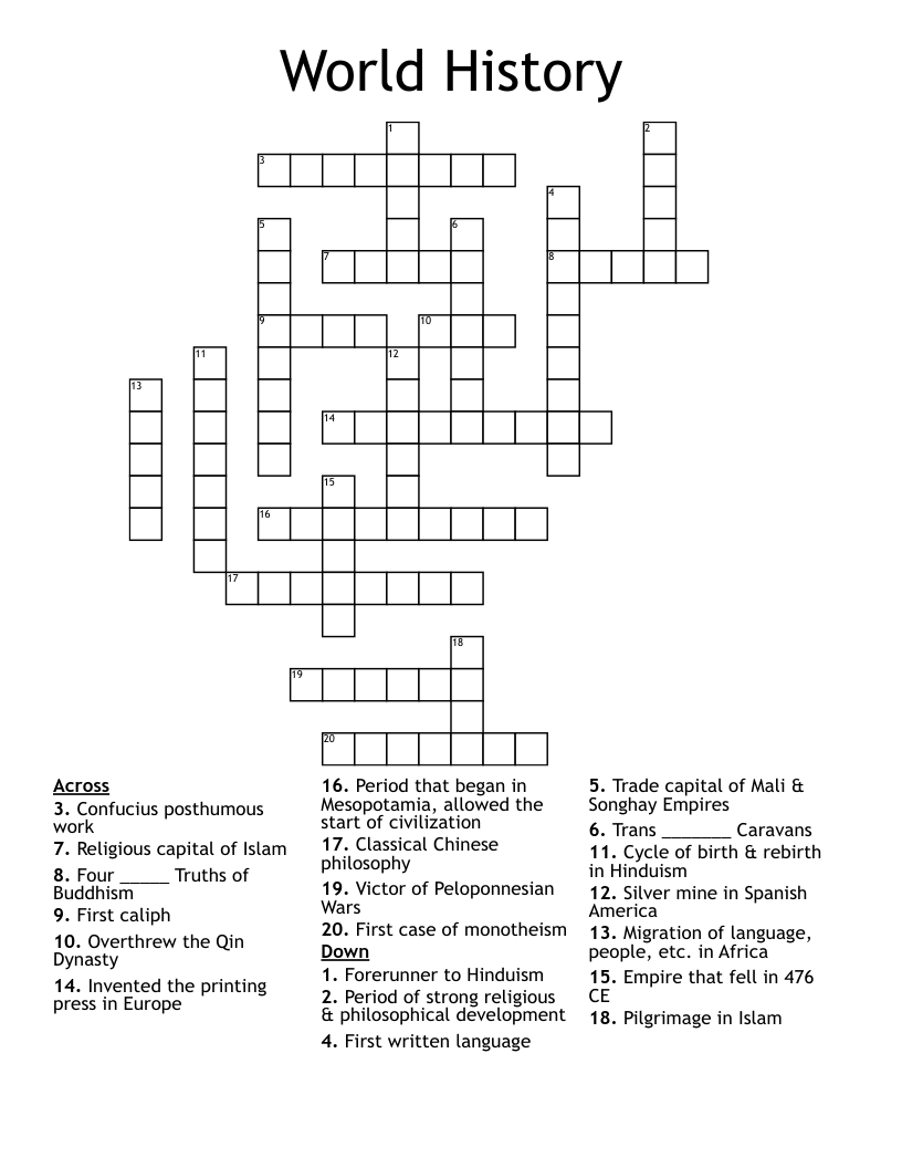 World History Crossword